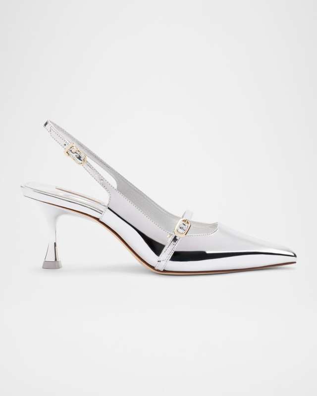 Ines Metallic Buckle Slingback Pumps